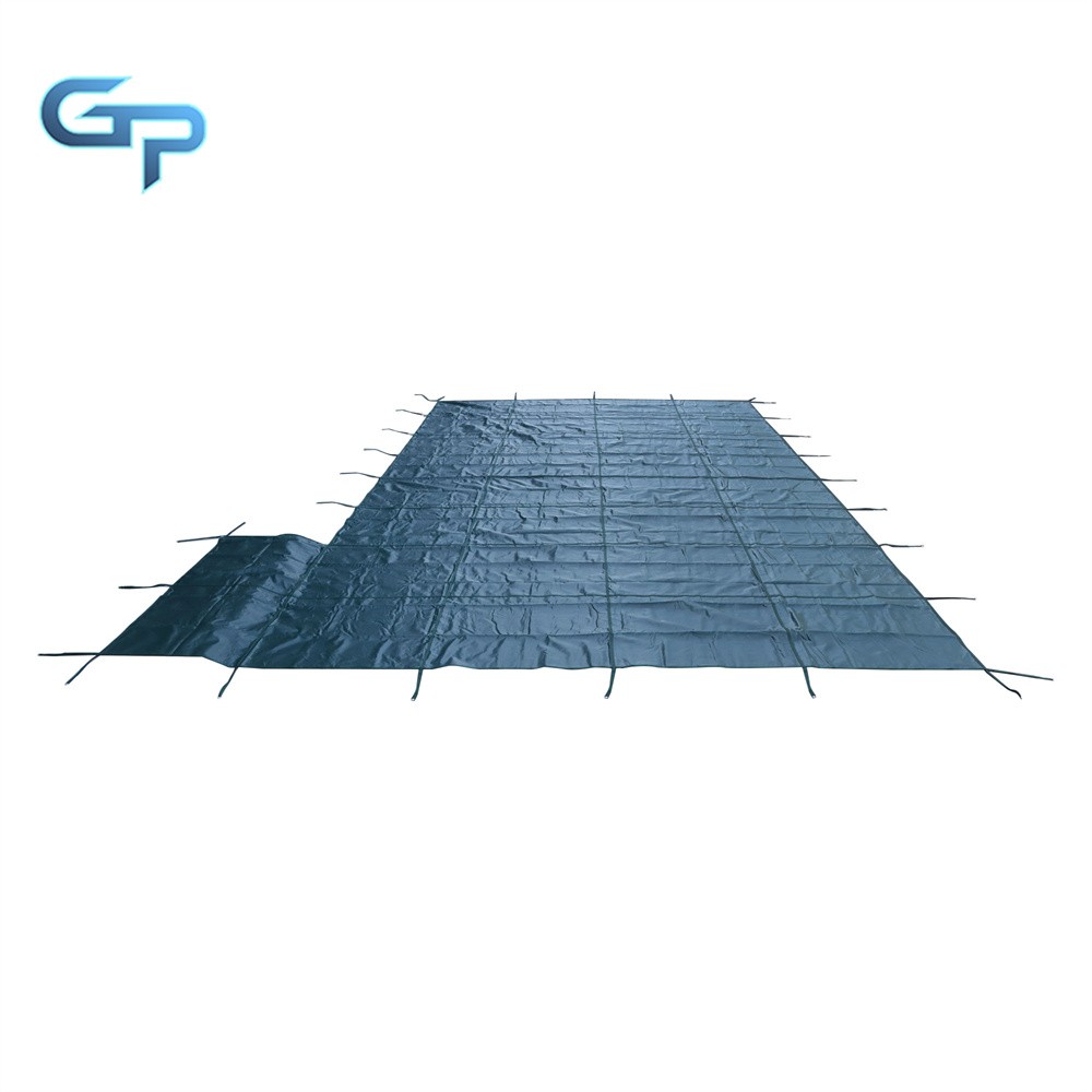 Solid Rectangular Pool Safety Cover With 4'x8' Right Step and Drain For 20x40FT