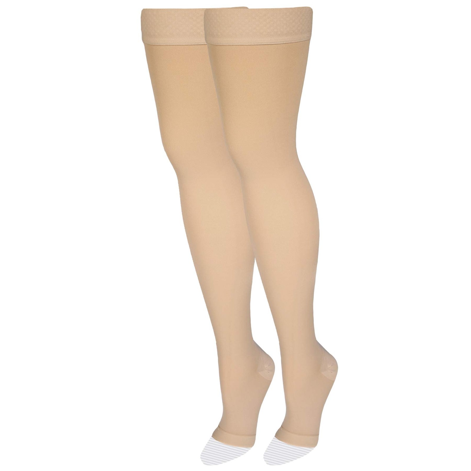Amazon Basic Care Compression Stockings 20-30 mmHg, Open Toe, Thigh Length, Med