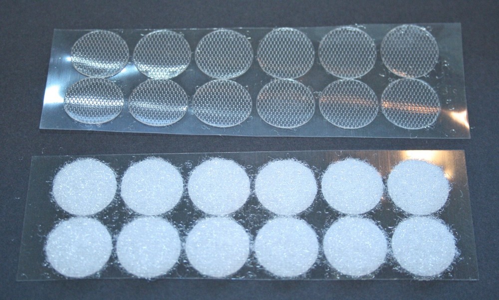 Hook & Loop Self Adhesive Coins Dots Circles 1/2 .5" 12 Sets Clear and NEW