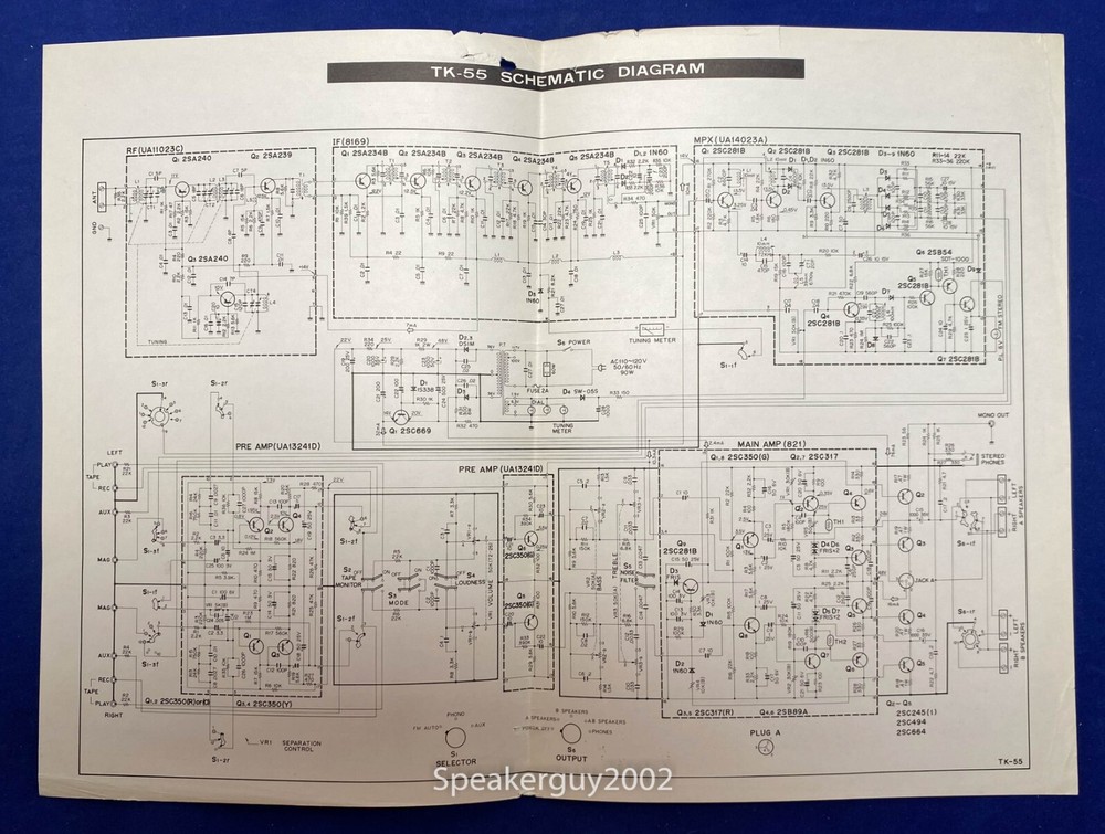 Original Kenwood TK-55 Receiver Foldout Schematic