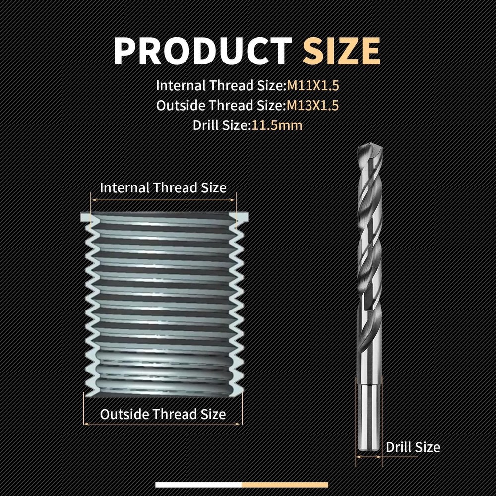 Professional M11X1.5 Thread Repair Kit with 10PCS Durable Stainless Inserts