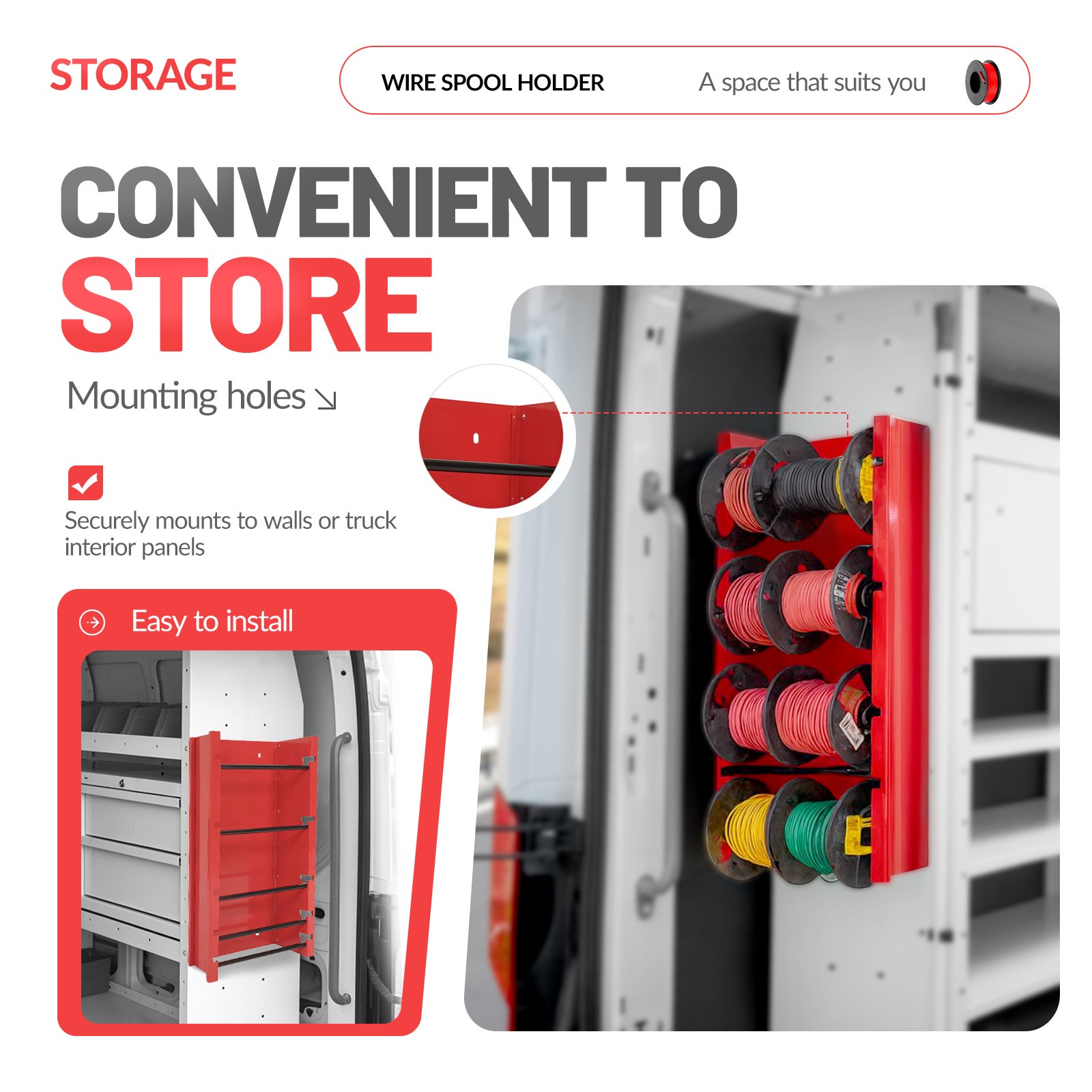 13.7X26X6" Wire Spool Holder Wall-Mounted Dispenser for Electrical Industrial