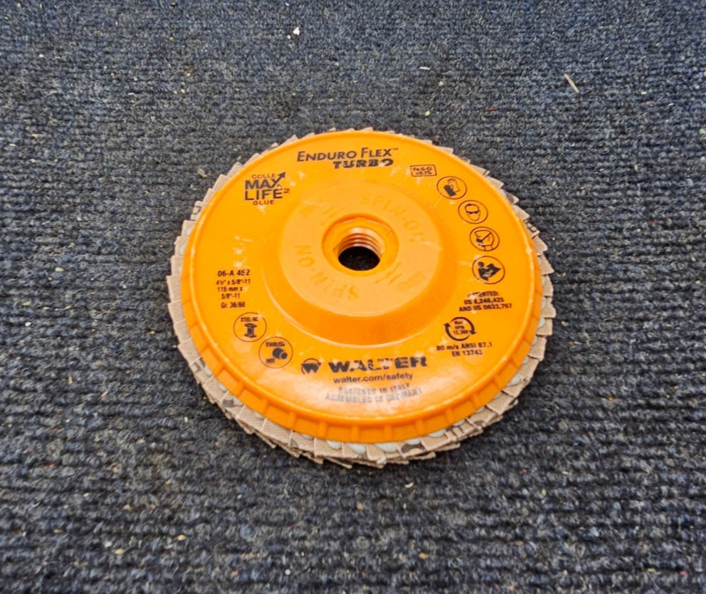 (QTY 2) Walter 06-A 452: Enduro-Flex Turbo 36/60 Grit 4-1/2" Abrasive Flap Disc