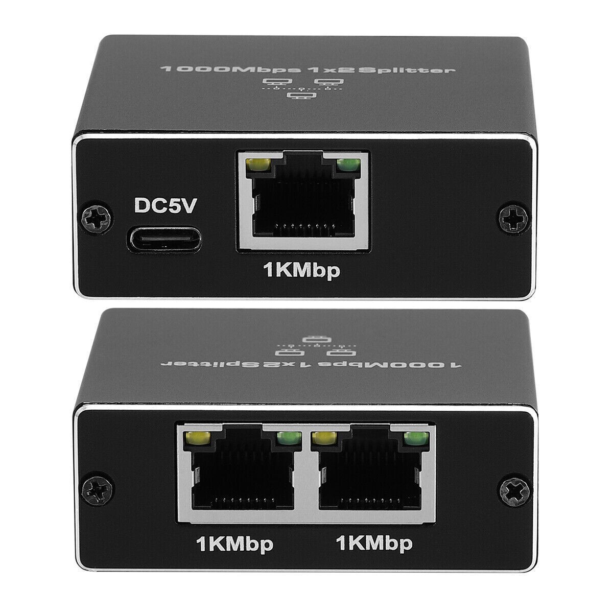 RJ45 Gigabit Ethernet Splitter 1000Mbps LAN Network Internet 1 to 2 Out Adapter