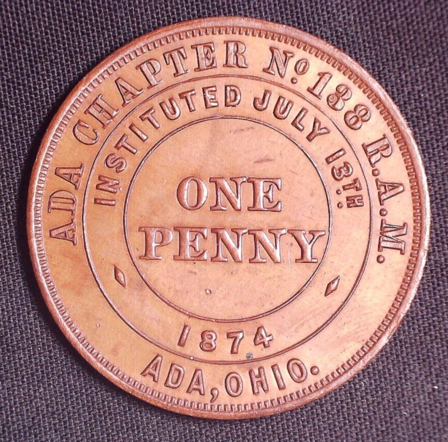 Ada Chapter No 138 Masonic Penny Token Ada Ohio