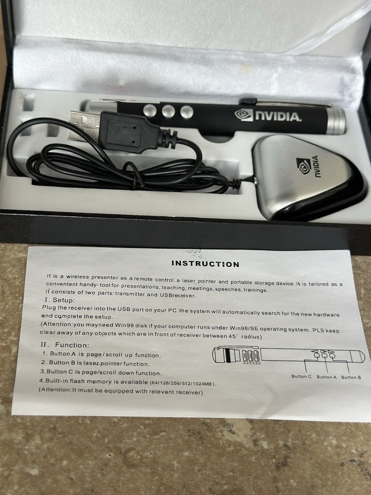 NVIDIA Wireless Presenter Presentation Clicker with Red Laser Pointer BLACK