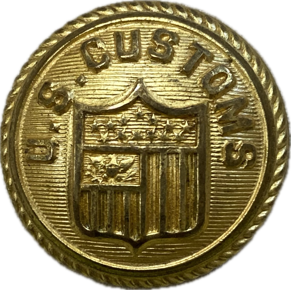 Antique Solid Brass U.S. Customs Button Cover Victorian rare Vintage