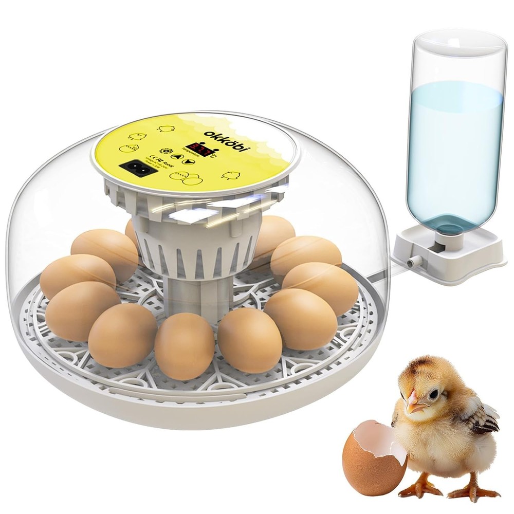 Okkobi M12 Automatic Egg Incubator - Precise Temp & Humidity Control, 12-24 Eggs