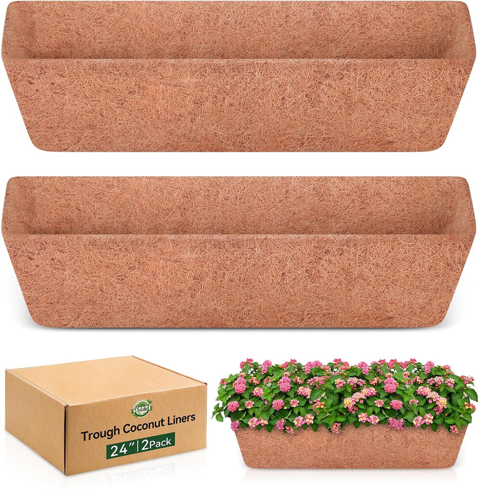 Halatool 2 Pack 24 Inch Window Box Liners, Pre-Formed Coco Fiber Replacement Lin