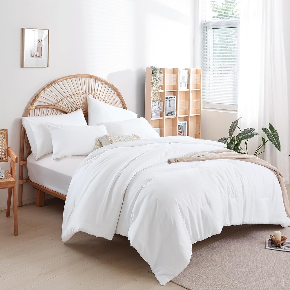 Super-Soft Micorfiber Comforter Set Queen Size Blush Pink Lightweight Warmth