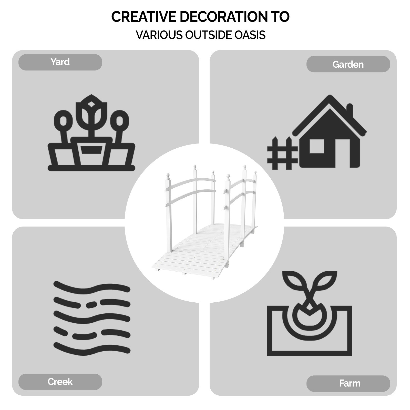 Wooden Bridge 7.5FT Fir Wood for Courtyard Outdoor Garden Stable Decoration