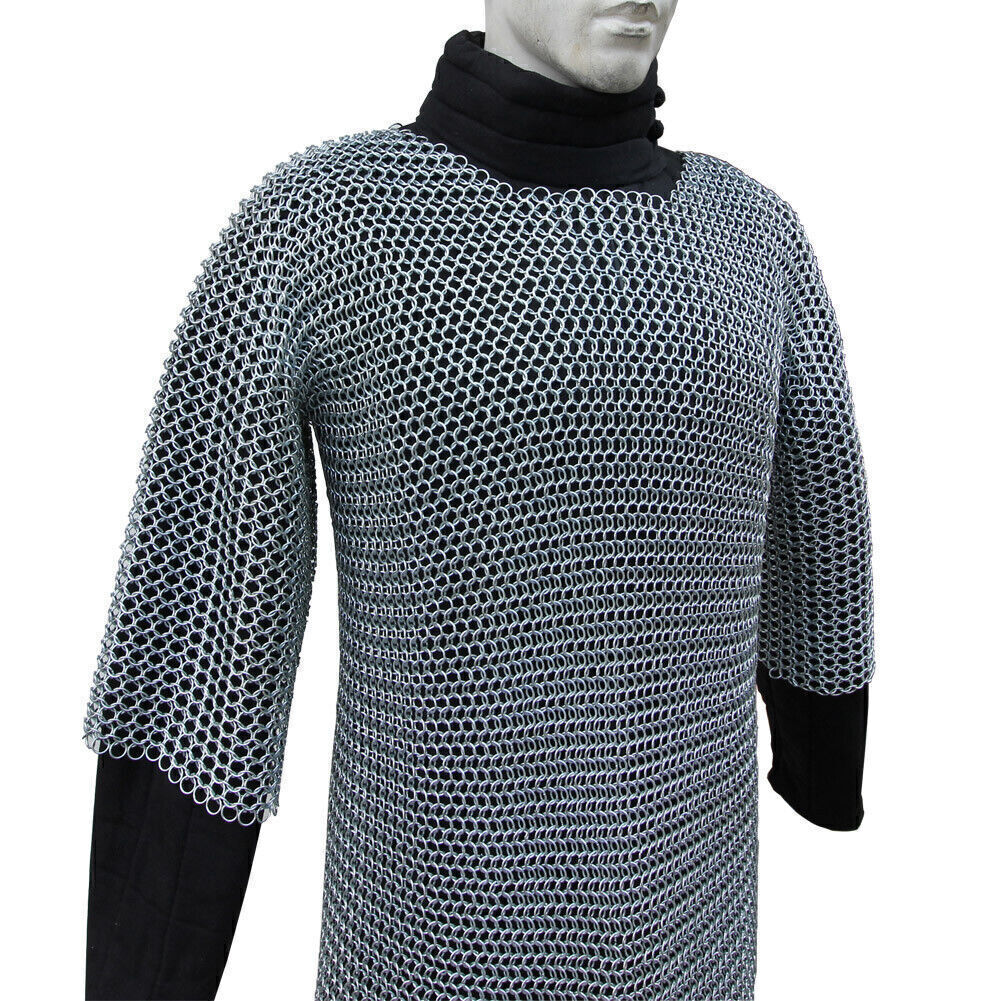Battle Ready Medieval Habergeon Chainmail Knights Crusader Armor Coif Set