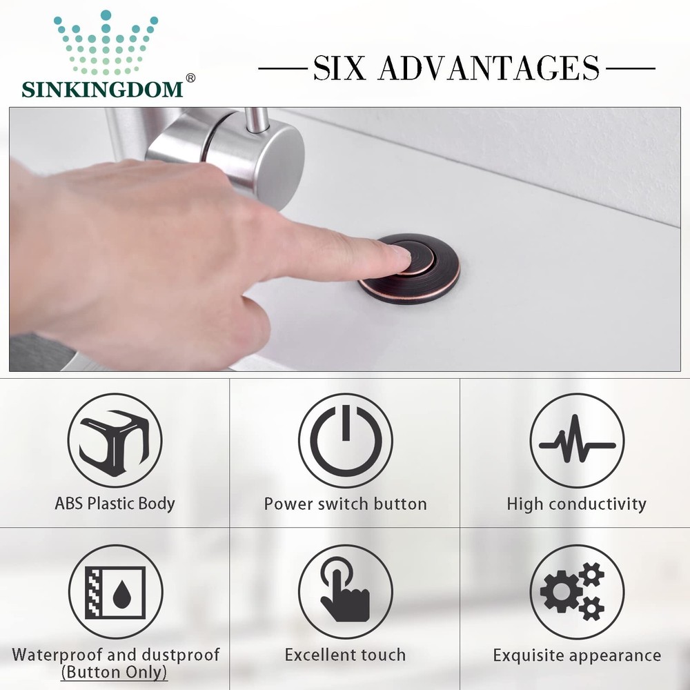 SINKINGDOM Garbage Disposal Air Switch Kit with with Long Button, Oil Rubbed ...