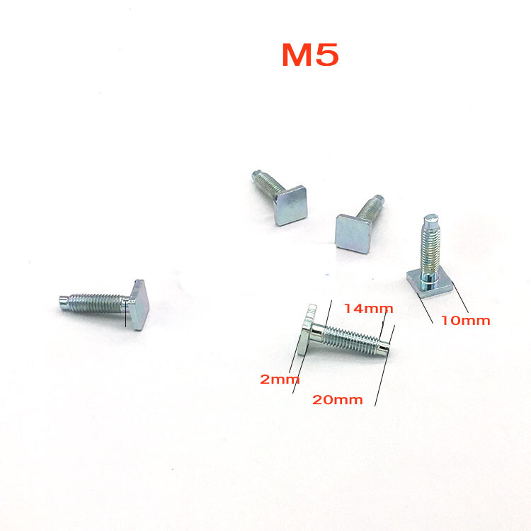 M5x20mm Square Head Screw T Type Bolt Square Stud Screws 10PCS