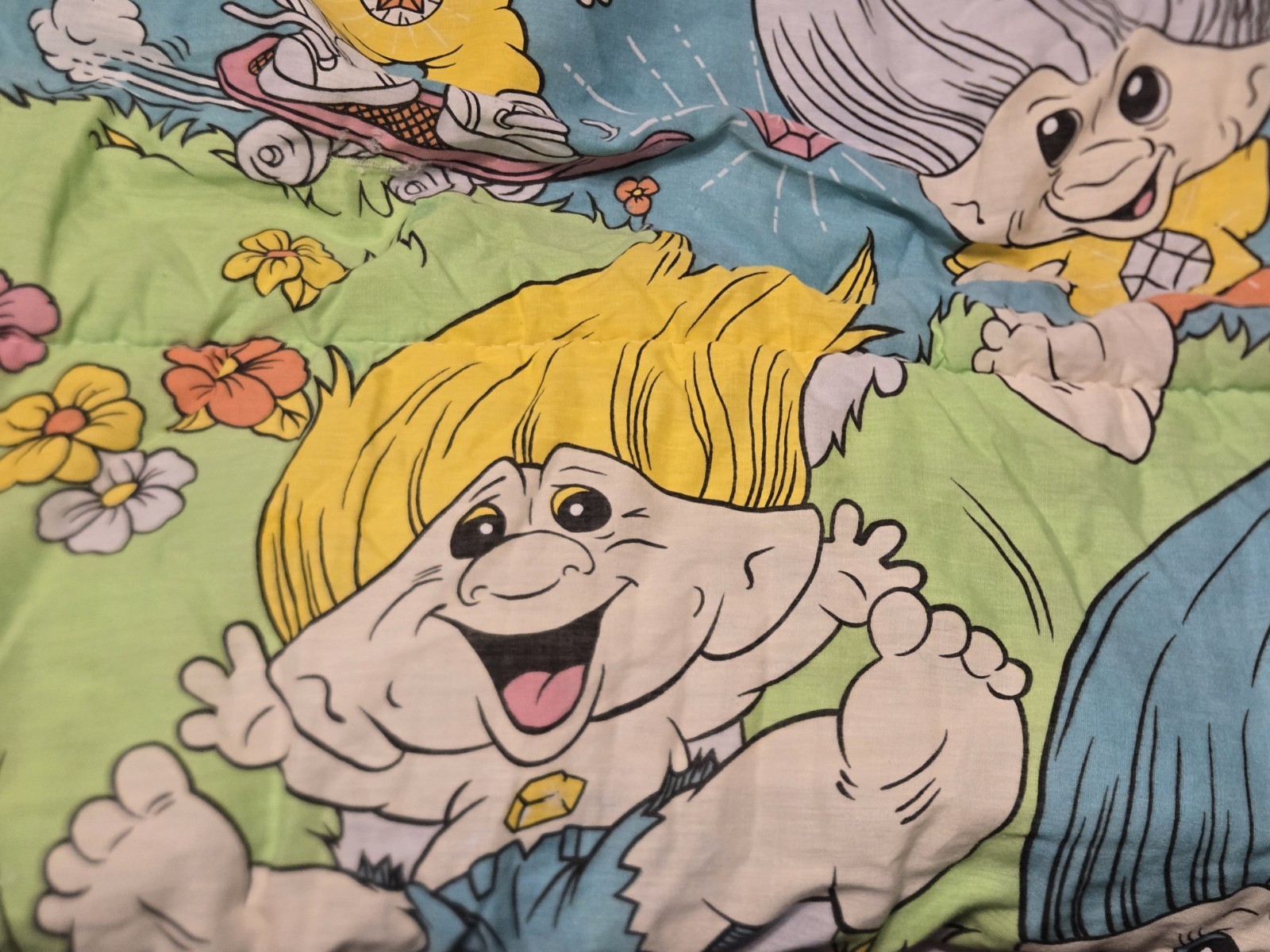 Vintage Sleeping Bag 1992 Treasure Trolls Ace Novelty 90s Kids Camp Blanket