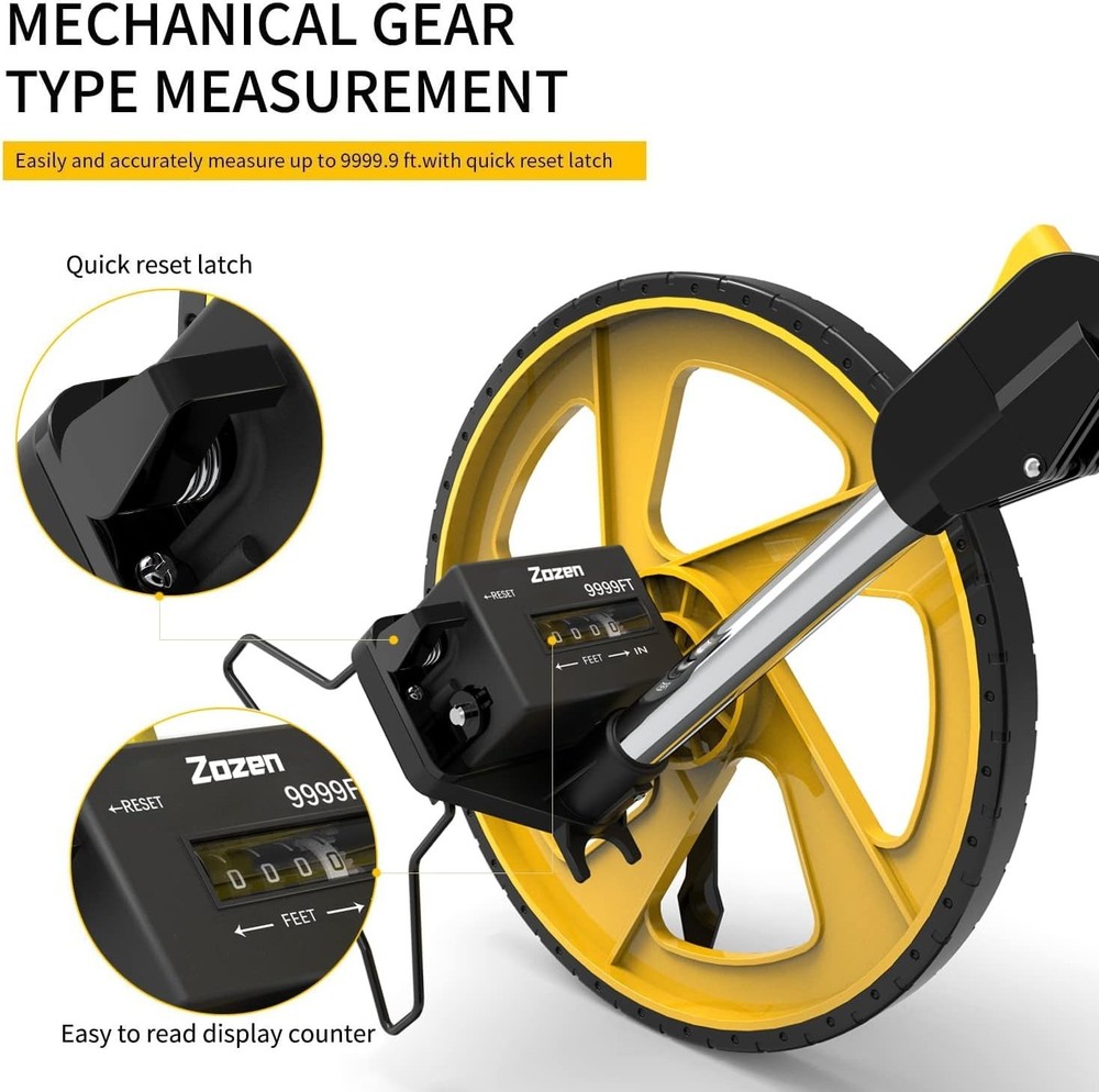 Mechanical Measuring Wheel - Double Collapsible, Easy Reset, Includes Carry Bag