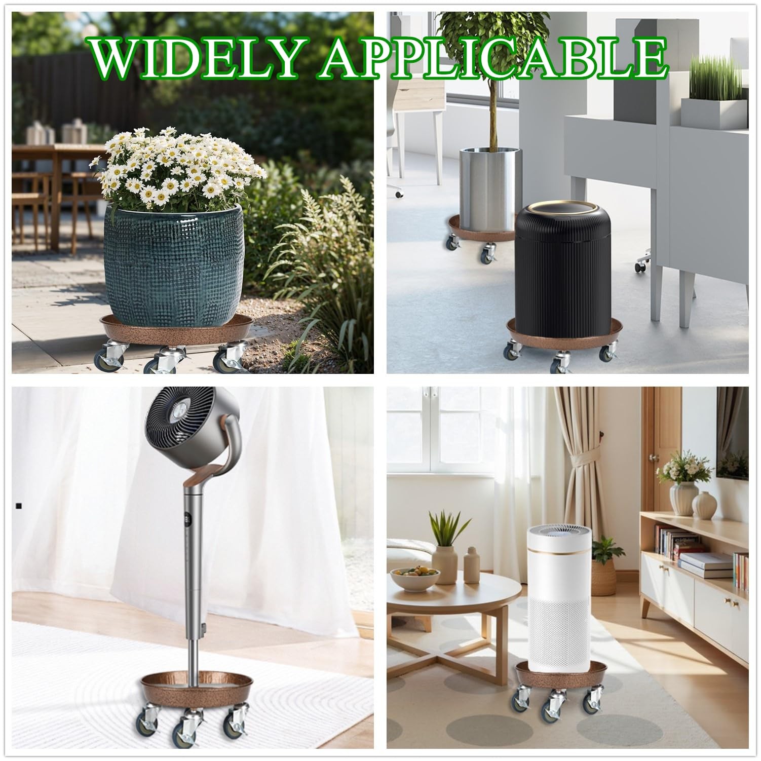 2 Pack Plant Caddy with Wheels, 14" Rolling Plant Stand 265 LBS Heavy Duty Me...