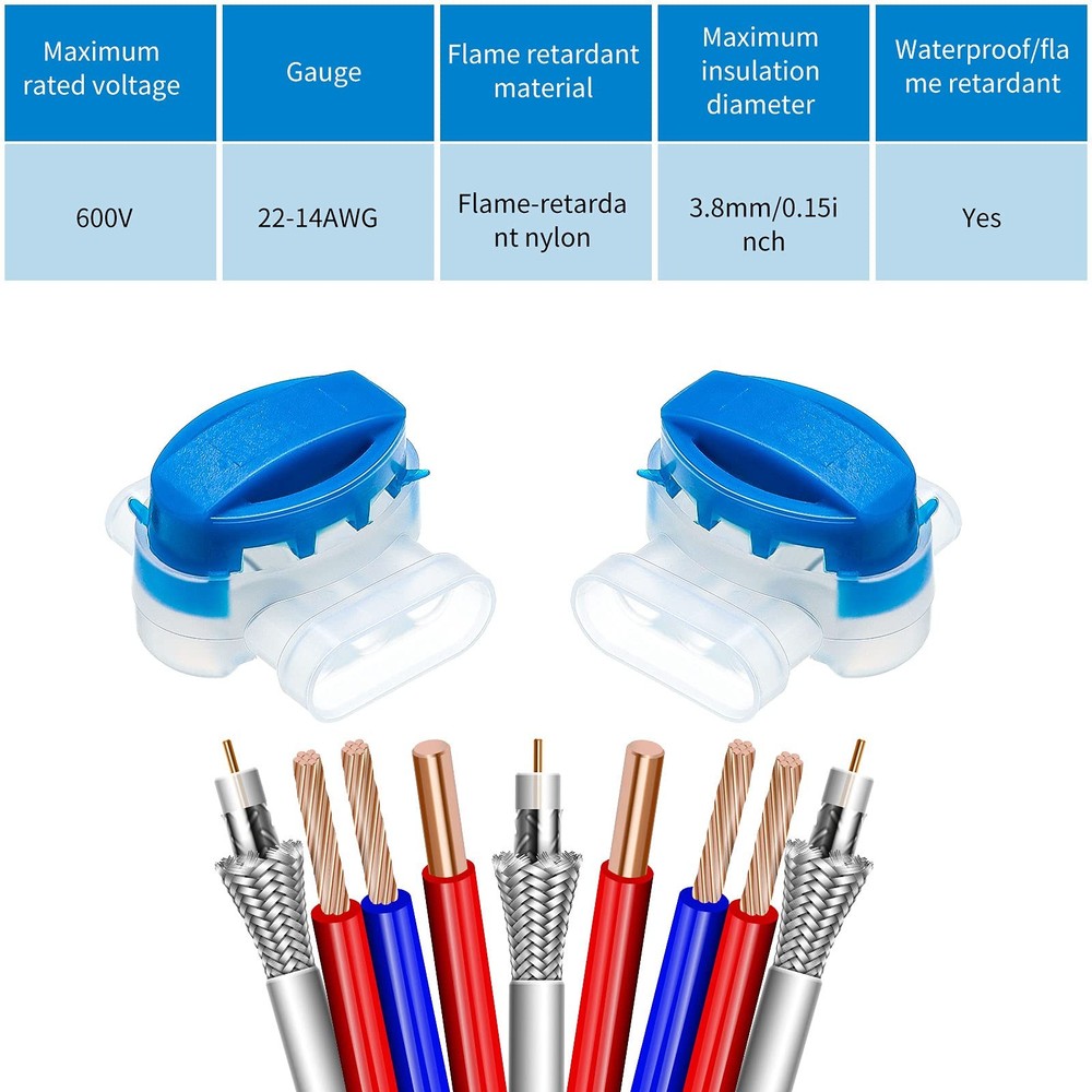 3 Way Electrical Wire Connectors, IDC 314-Box Self-Stripping Pigtail Splice