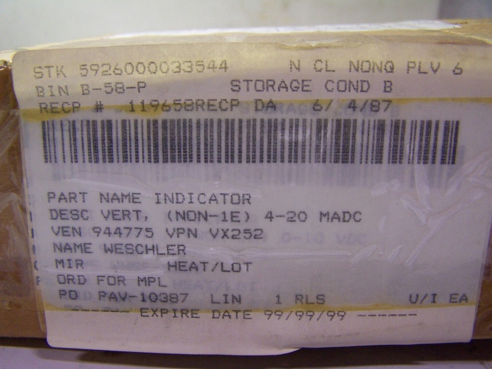 NEW WESCHLER GPM FLOW INDICATOR/PANEL METER 0-150 GPM LINE FLOW VX252