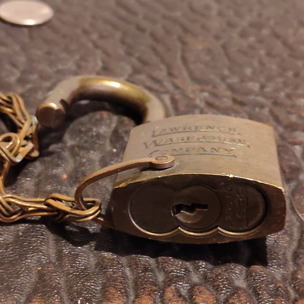 Lawrence Warehouse Chained Padlock Used Has Key