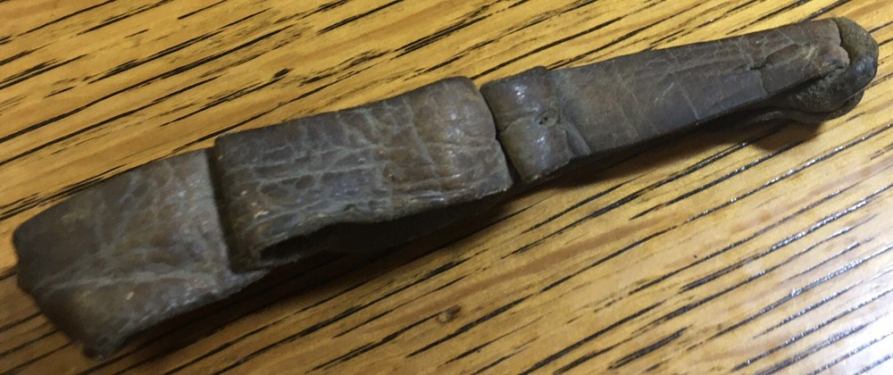 Vintage 4 1/2” Leather Handle Shucker, Rustic Tool