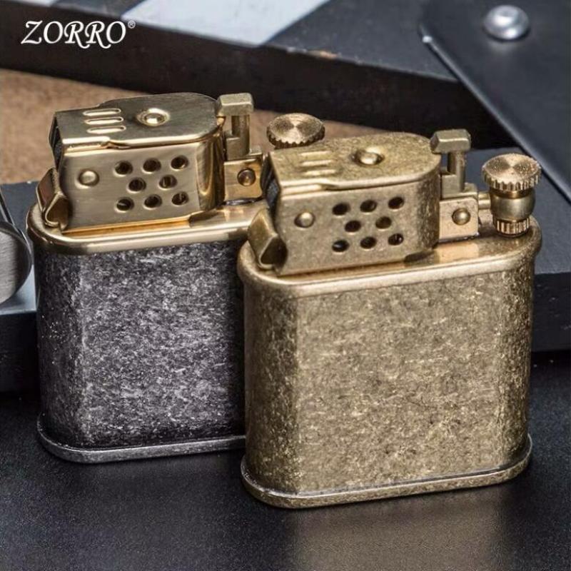 ZORRO Brass Kerosene Lighter, Ignition, Pure Copper, Bouncing, Grinding Wheel