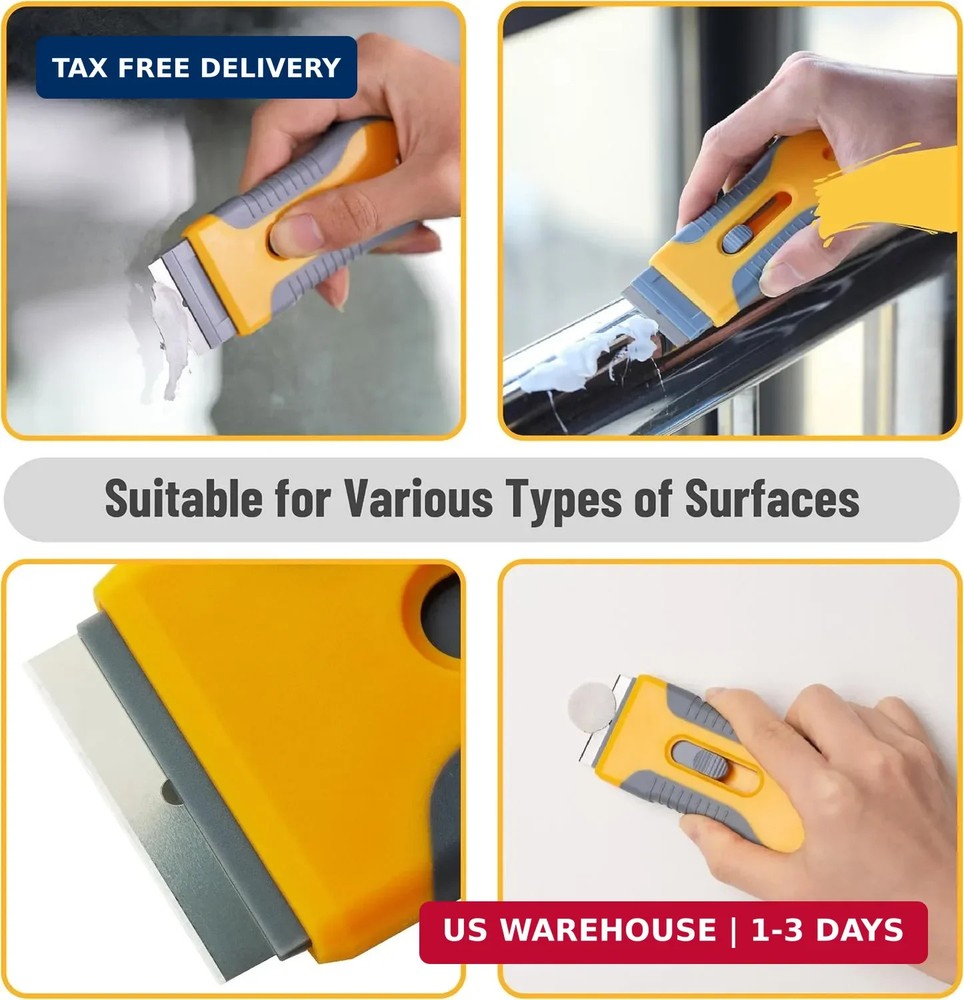 Bates- Razor Blade Scraper Set, 2 Pack, 1.5" & 4" Razor Scraper Tool with 20 Ext