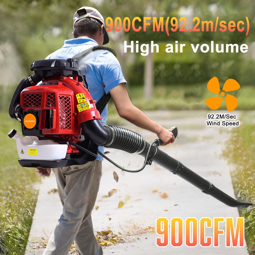 Backpack Leaf Blower Gas Powered Snow Blower 900CFM 80CC 2.3L 2-Stroke Engine