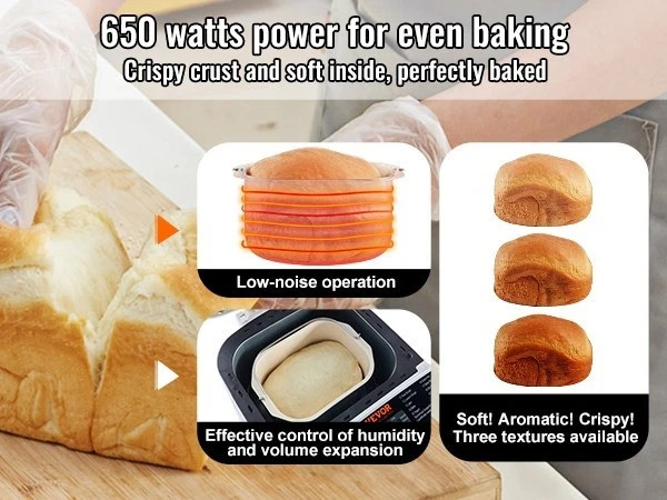 VEVOR 2LB 19-in-1 Bread Maker Automatic Compact Dough Machine Nonstick White