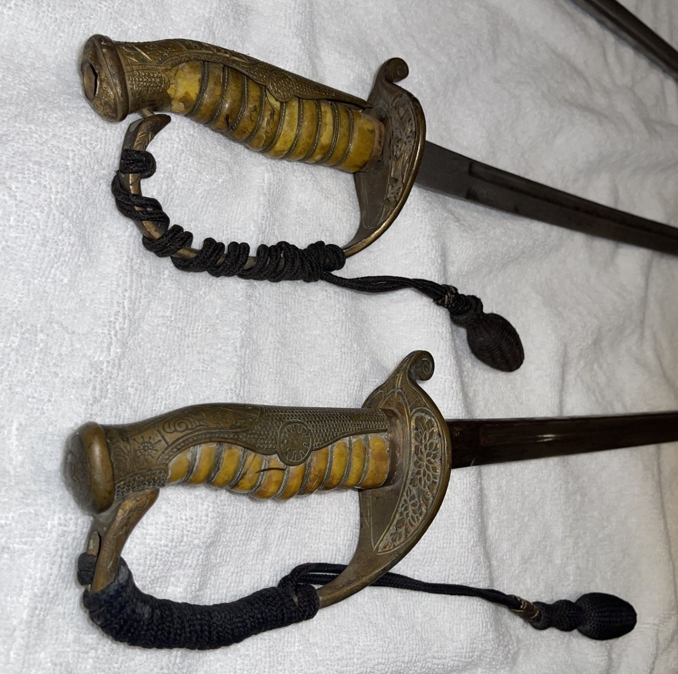 WWII Japanese Imperial Army Kyu-Gunto Sabers with scabbards & tear drop tassels