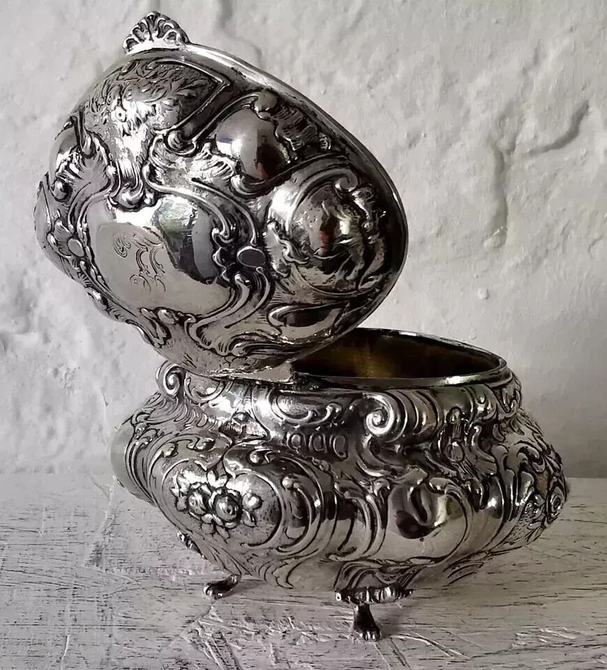 Magnificent German Solid Silver Jewellery Box Casket - 305g