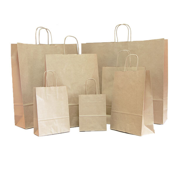 Brown Paper Carrier Bags with Twisted Handles - 100gsm | Gift/Shop/Party/Rope