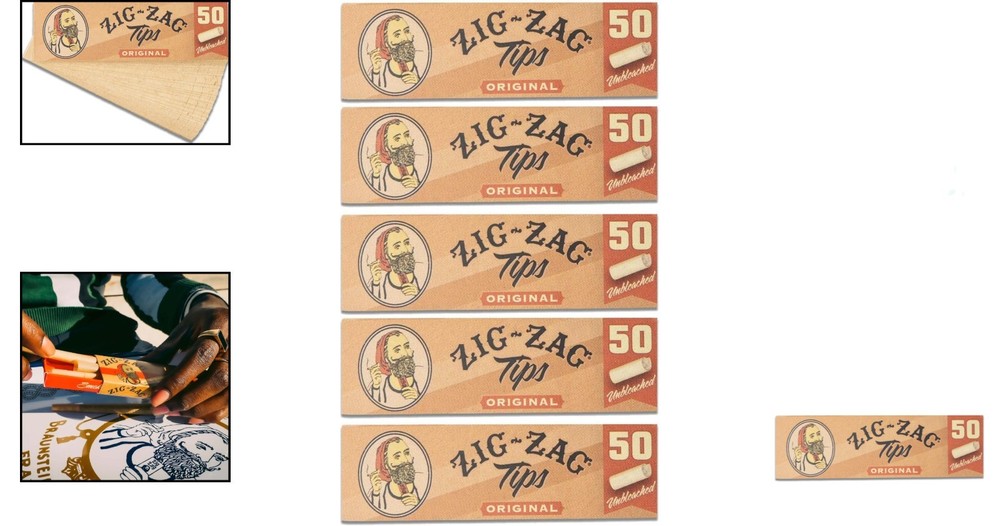 Natural 250 Unbleached Filter Tips - 5 Booklets, Easy Shape - & Recyclable