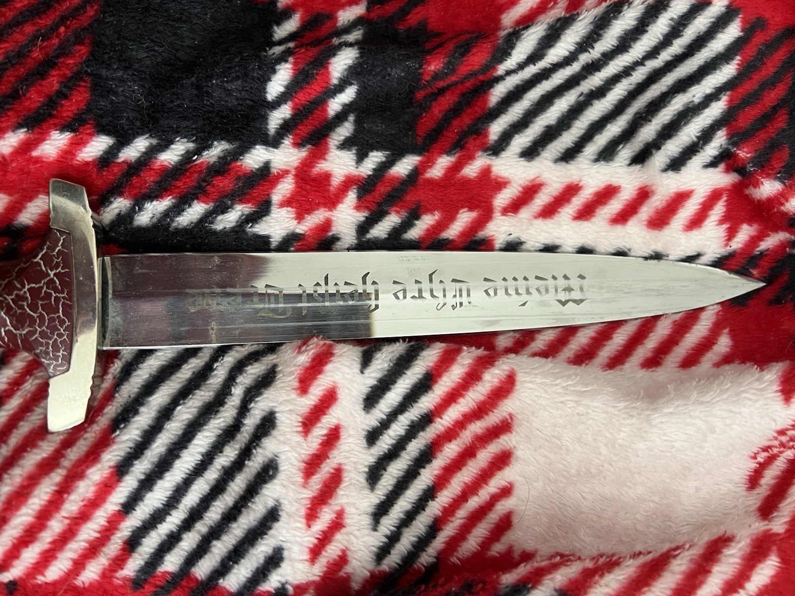 Red Silver Decorative Dirk Dagger Stainless Steel Blade Metal Handle with Sheath