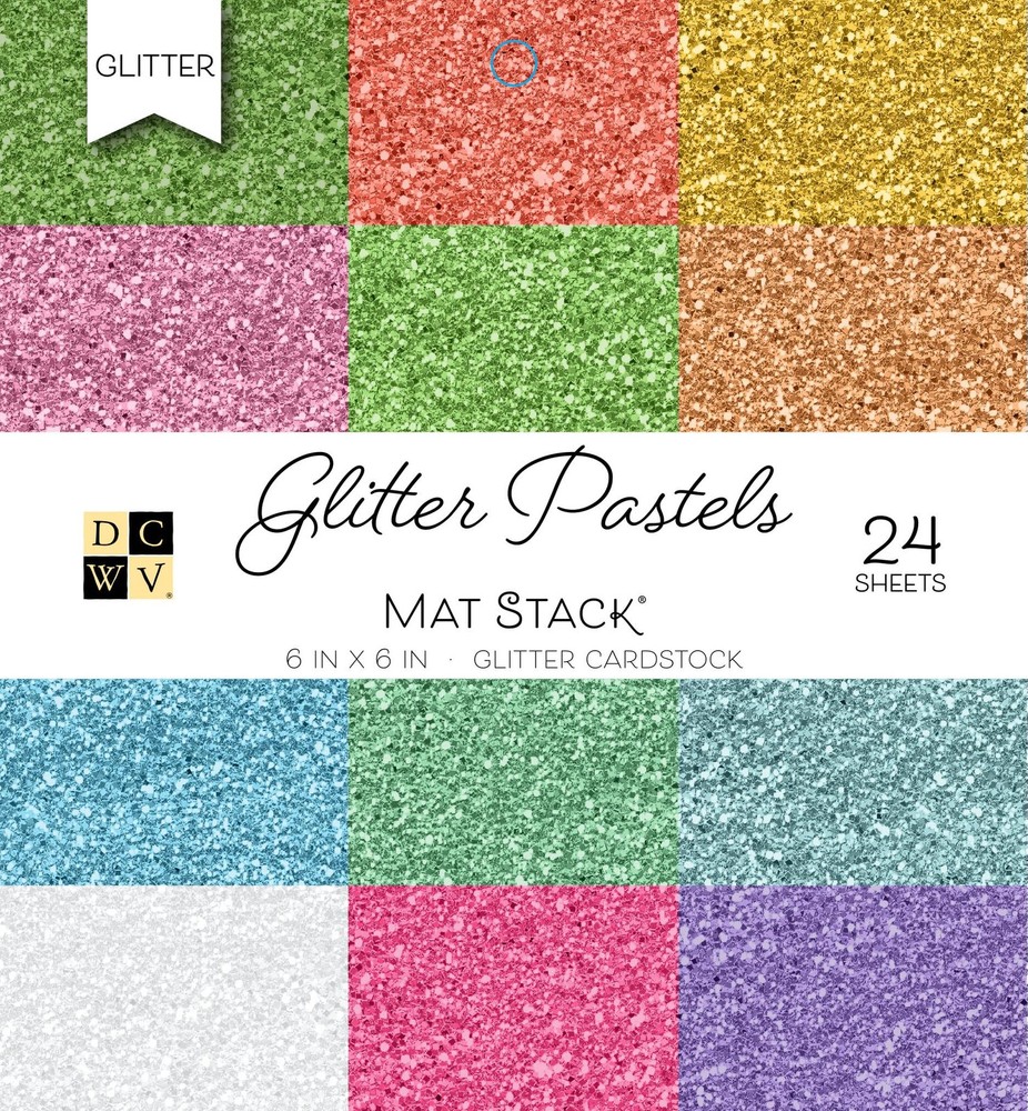 DCWV Single-Sided Cardstock Stack 6"X6" 24/Pkg-Glitter 6x6, Multicolored