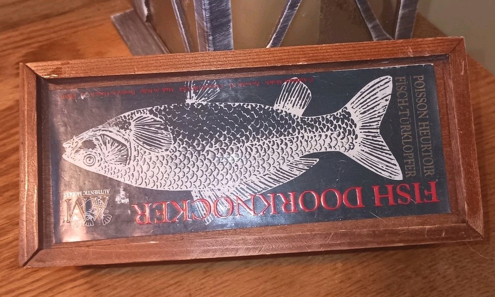 Antique Solid Brass Koi Trout Fish Door Knocker Authentic Materials W/ Box