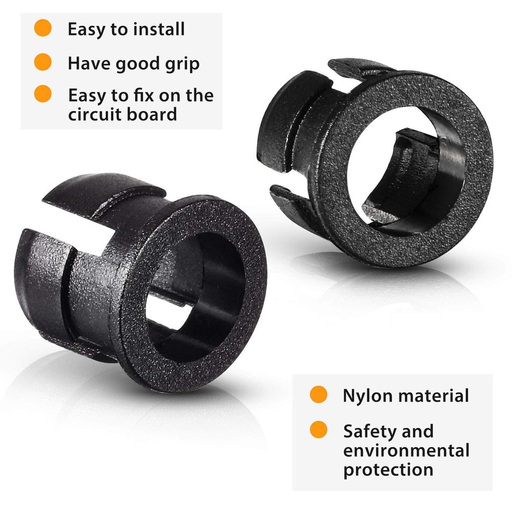 200 Pack Black Plastic LED Holder - Easy to Install, Suitable for PCBs & Elec...