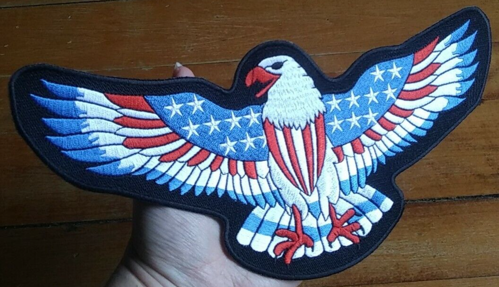 LARGE AMERICAN EAGLE USA FLAG BIKER MILITARY JACKET BACK PATCH