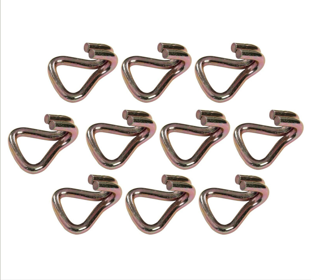 10 pcs - 2" 5T JJ Double J Wire Hook tie down strap cargo webbing rigging