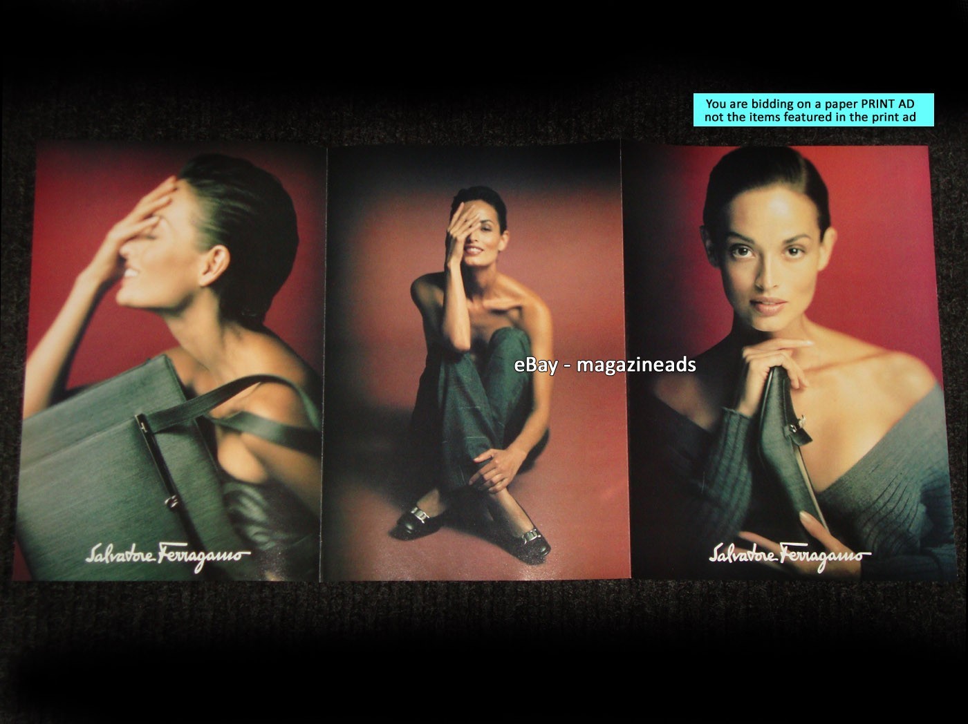 vintage SALVATORE FERRAGAMO Accessories 6-Page PRINT AD 1998 LAETITIA HERRERA