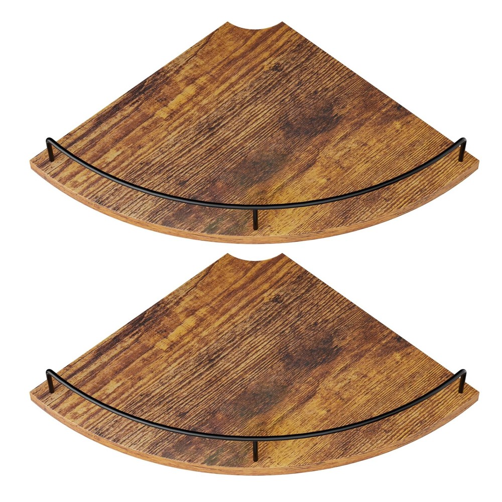 FNBAR Corner Floating Shelves, Rustic Mounted, Brown-2pack