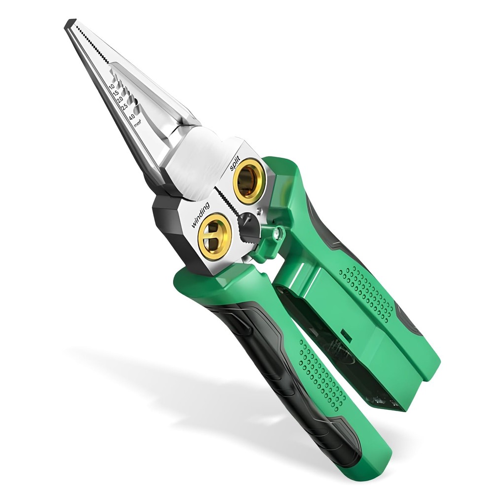 8 in 1 Wire Stripping Pliers with Voltage Tester, Multi-function Green
