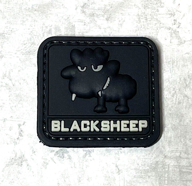 Black Sheep 3D Tactical Morale PVC Patch, Blacksheep Rubber PVC Patch Hook Back