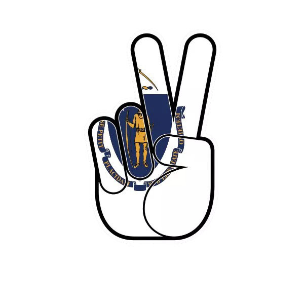 Massachusetts State Shaped Peace Sign Sticker Decal