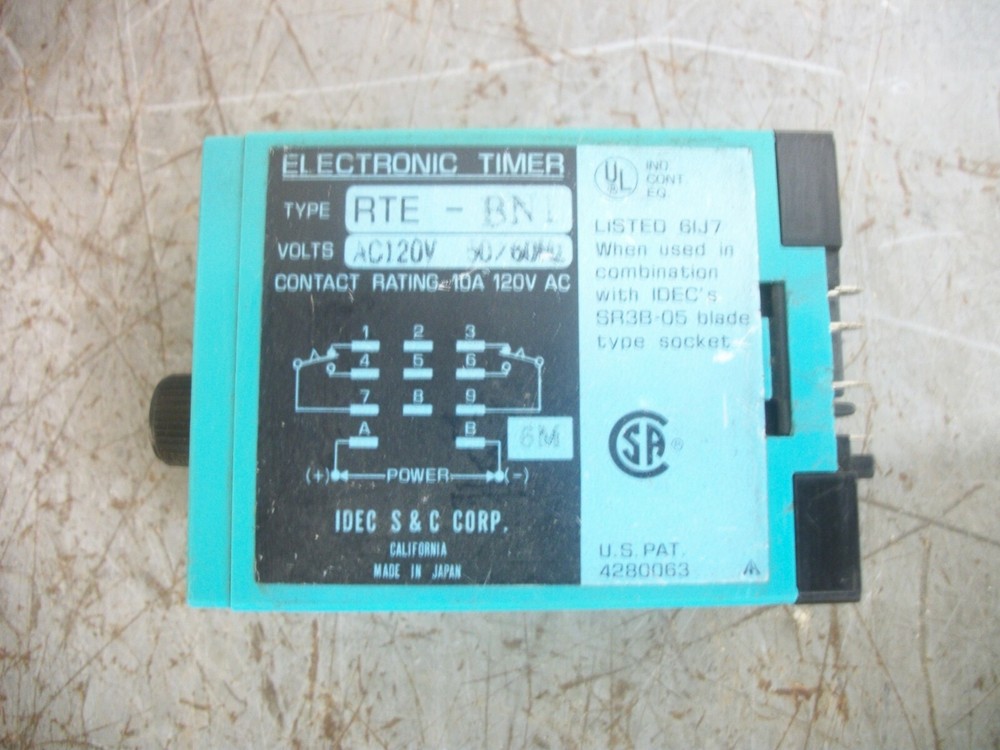 IDEC ELECTRONIC TIMER RTE-BN1 10AMP 120VOLT 0-30SEC