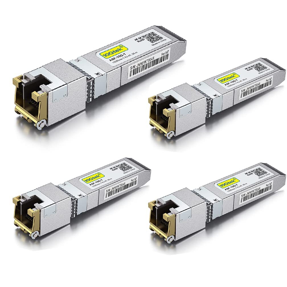 Lot of 4 For Cisco SFP-10G-T, Ubiquiti Transceiver, 10Gb SFP+ RJ45 10GBase-T 30m