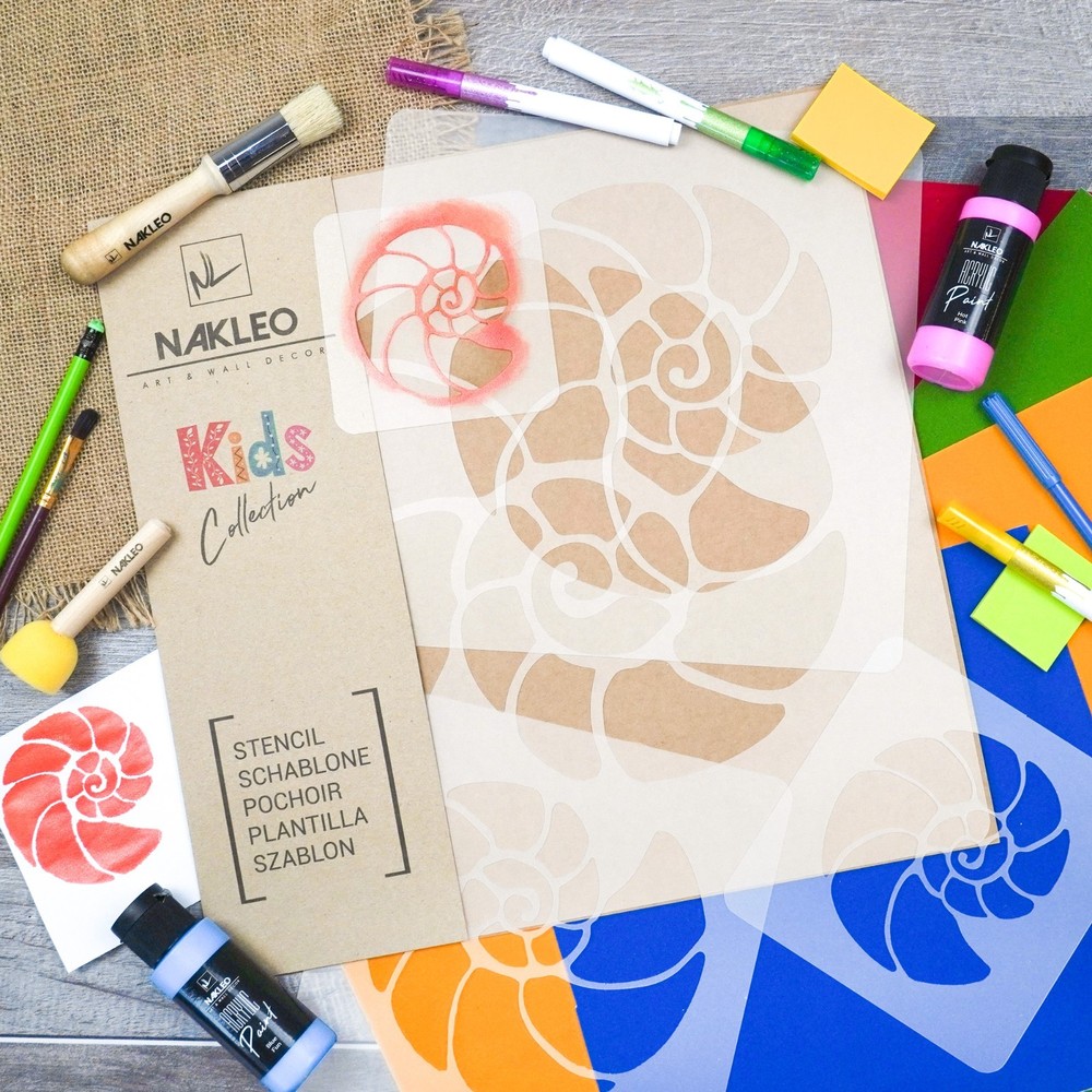 KIDS Reusable Plastic Stencils (5 pcs) // NAUTILUS SHELL
