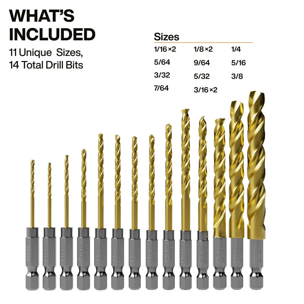 Klein Tools Titanium Drill Bit Set 14 Pieces