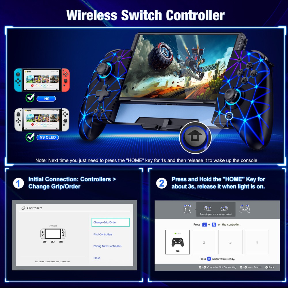 Wireless Joypad Controller,One-Piece Controller for for Nintendo Switch/OLED