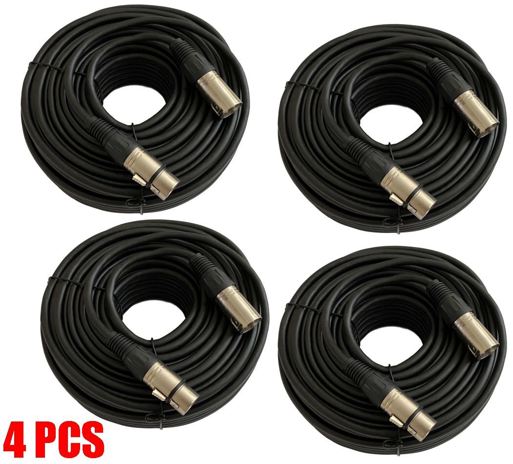 4x 50FT XLR PRO 3Pin Male to Female Mic Microphone Audio Balanced Shielded Cable